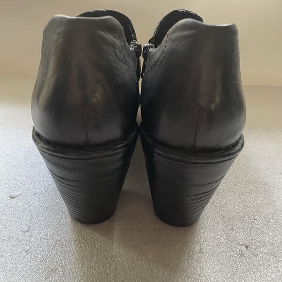 Born Boots Women 9.5 Black Dollie Platform Clog Chunky Leather Ankle Booties Zip - Picture 3 of 14